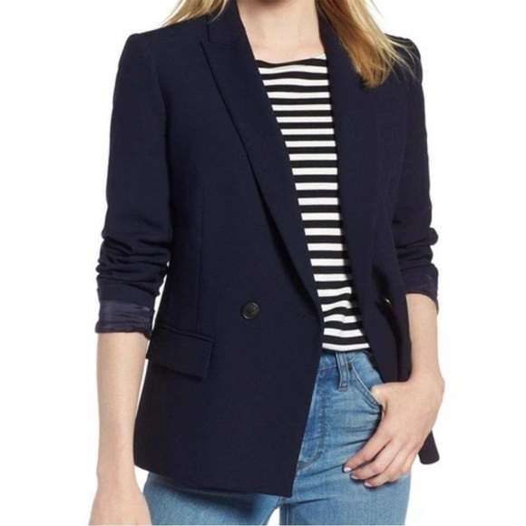 J. Crew Dover Blazer Double Breasted Black Size 4 - Picture 4 of 13